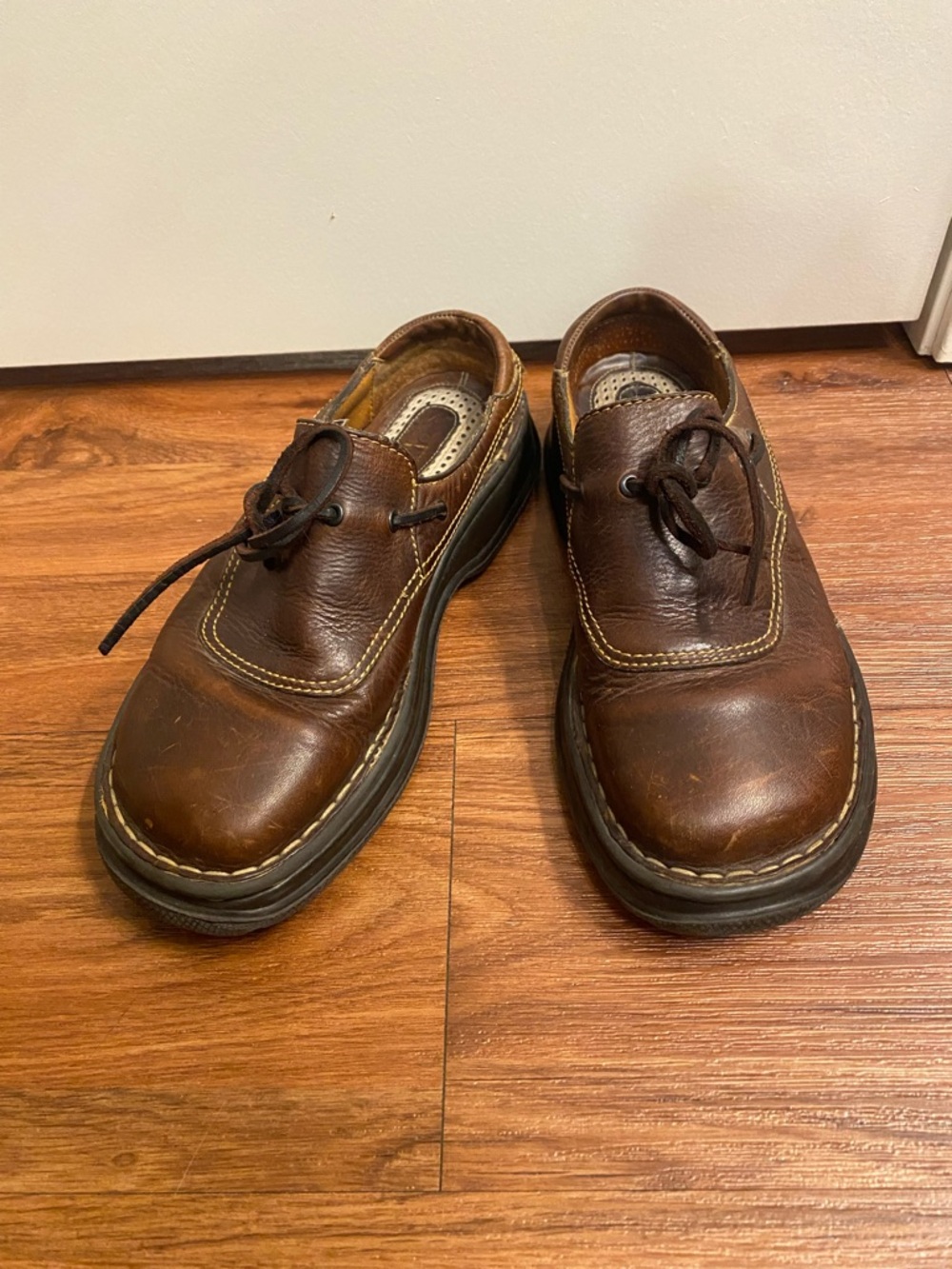 Born Brown Leather Slip-On Moc Toe Loafers